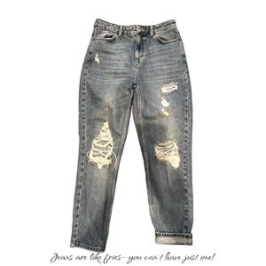 Women’s Topshop Hi-Rose Non-stretch Ripped Knee Mom Jeans W30 L30